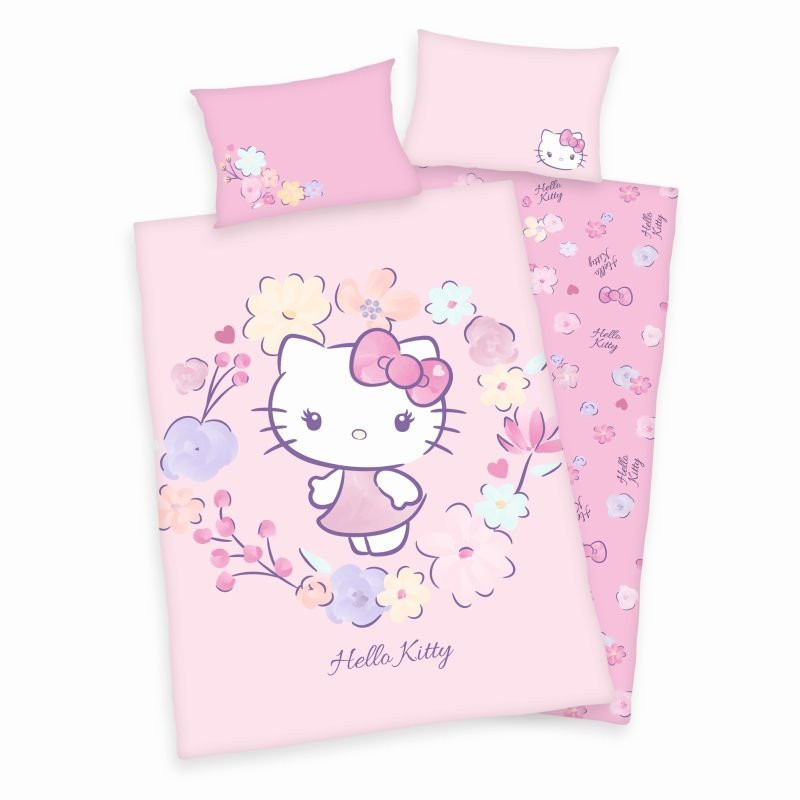 Povlečení do postýlky Hello Kitty květy Bio