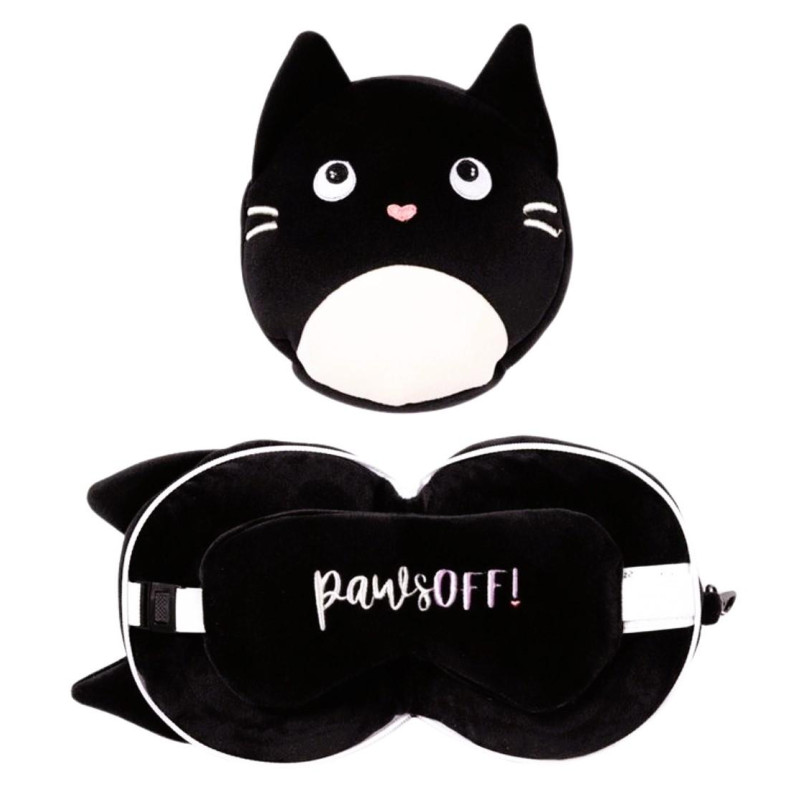 cestovní polštář s maskou na oči kočka
