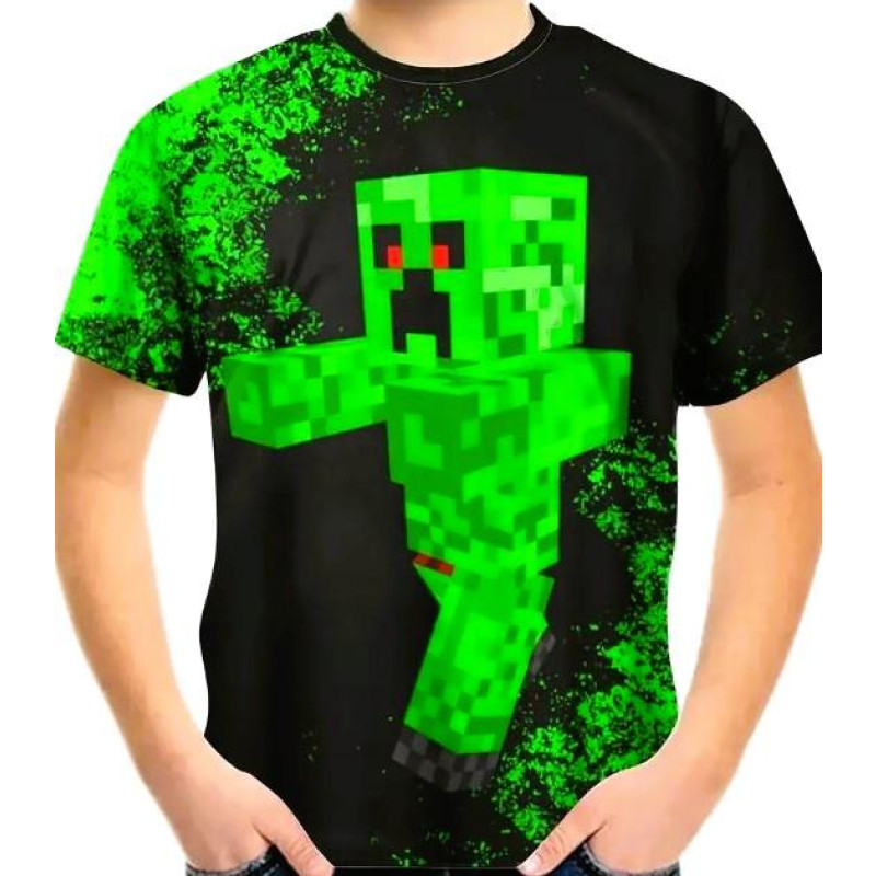 Triko Minecraft Creeper černo zelená